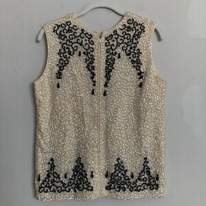 Vintage 50’s Orbach’s Beaded Top Blouse Size 36 Sleeveless Zip Front 100% Wool